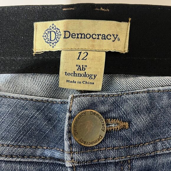 Democracy Ab Solution Straight Leg Distressed Jeans High Waisted size 12 - Picture 4 of 5